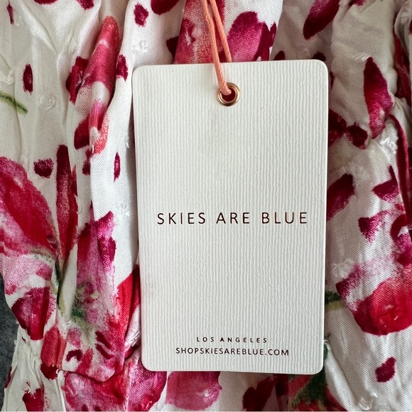 SKIES ARE BLUE Floral Flutter Sleeve Maxi Dress Pink White Size XS NWOT Flaw - Picture 5 of 14